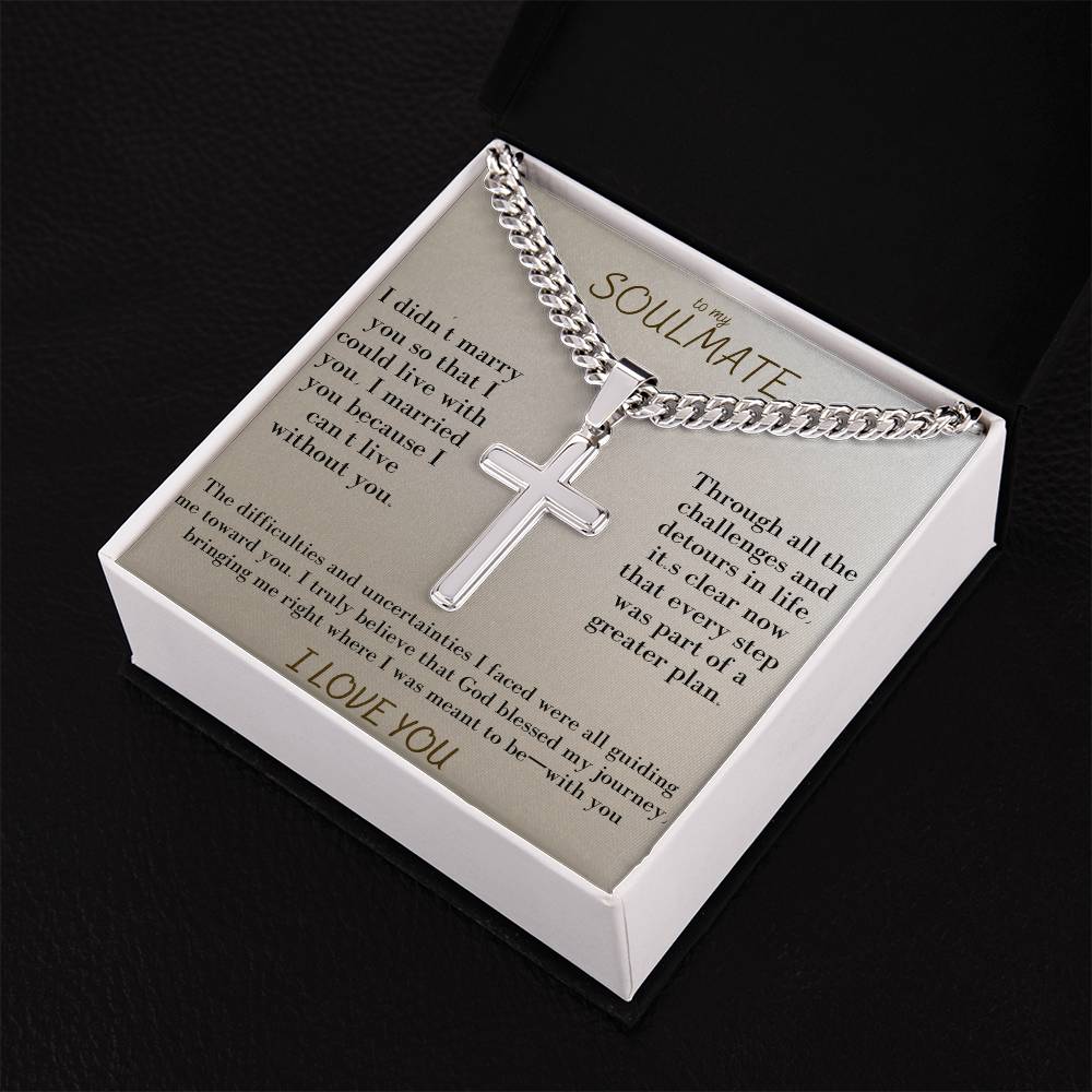 To My Soulmate Our Journey Cross Necklace