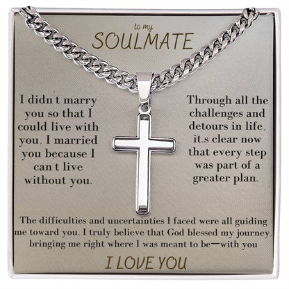 To My Soulmate Our Journey Cross Necklace