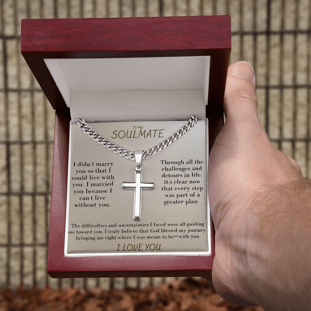 To My Soulmate Our Journey Cross Necklace