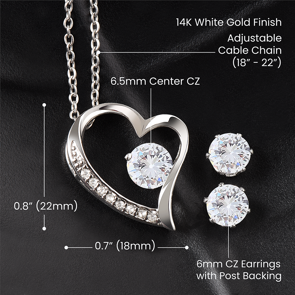 To My Queen To My Heart Necklace and Earring Forever Love Set