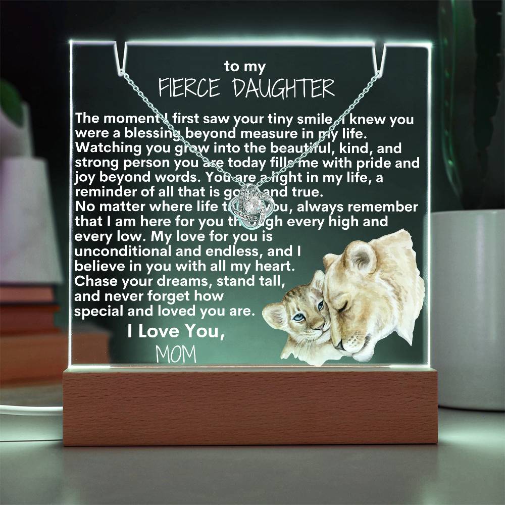 To My Fierce Daughter Cub Keepsake Acrylic Bundle (Love Knot)