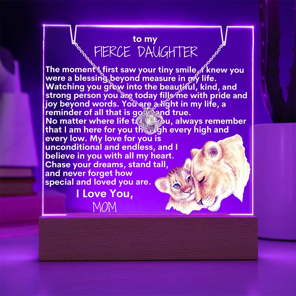 To My Fierce Daughter Cub Keepsake Acrylic Bundle (Love Knot)