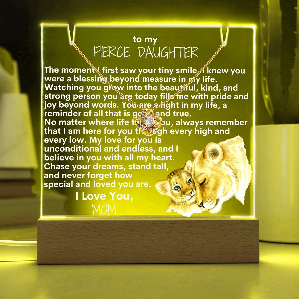 To My Fierce Daughter Cub Keepsake Acrylic Bundle (Love Knot)